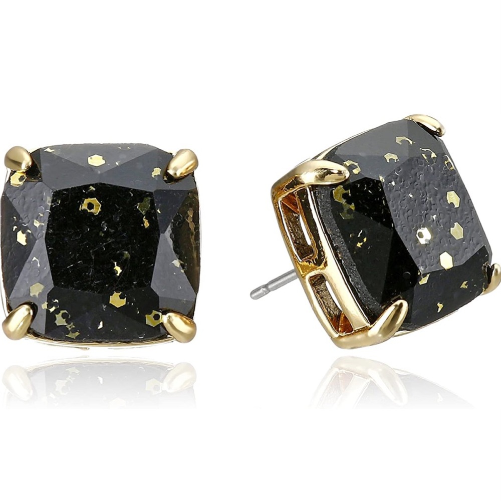 NWT Kate Spade Small Gumdrop Black Glitter Stud Earrings